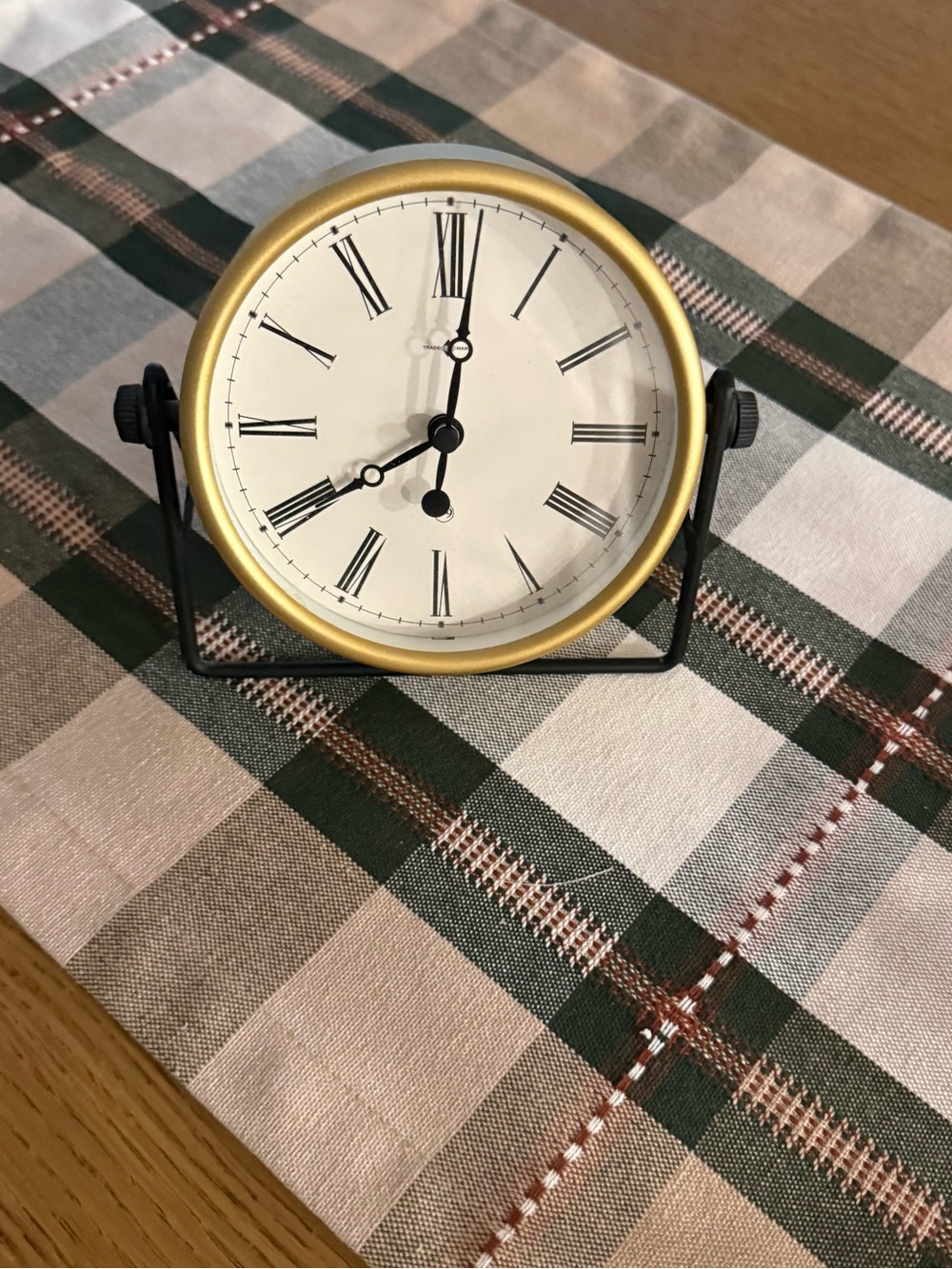 Threshold Gold and Black Table Clock with Roman Numerals